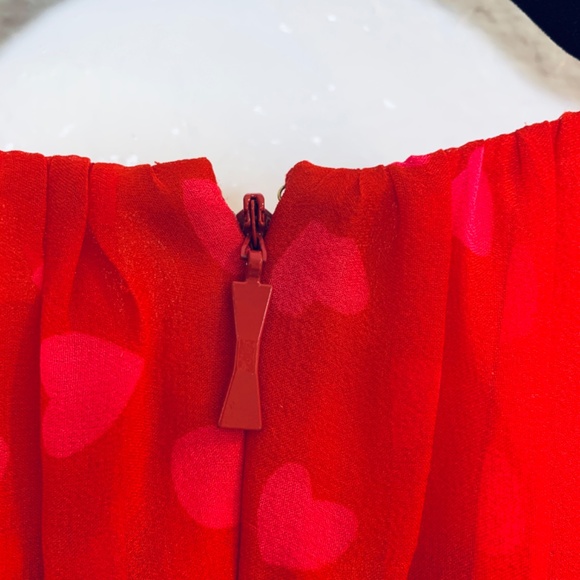 Kate Spade New York Red Dress Heart Print Size 0 Valentines Love Romantic Whimsy - Picture 11 of 16